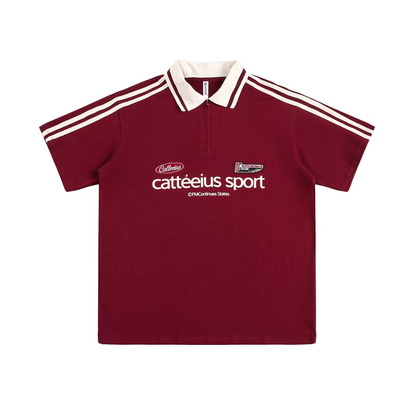 EZEK&STUDIO American retro striped half zip short sleeve polo shirt