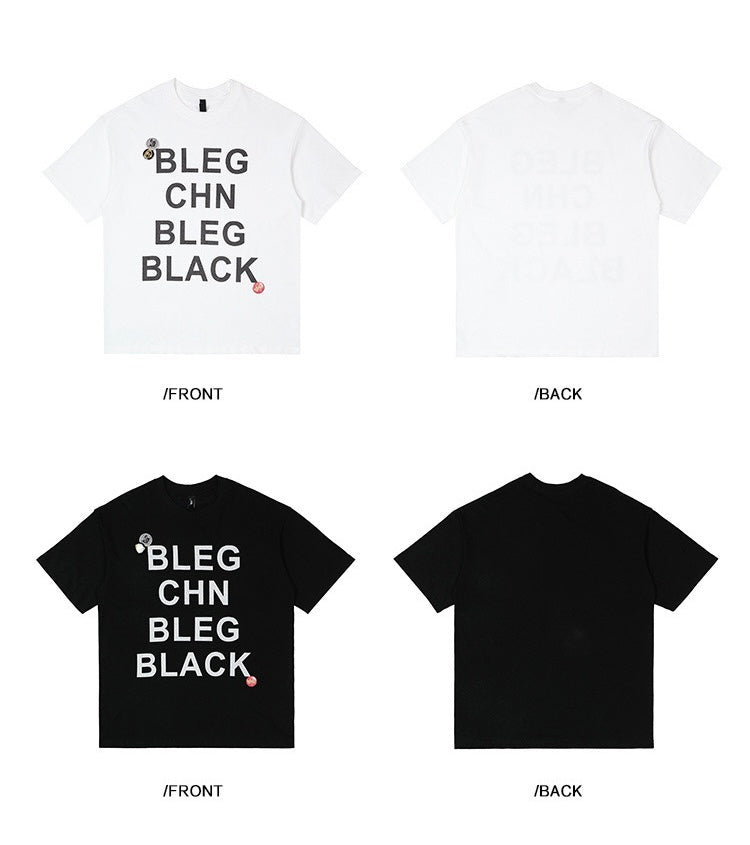 EZEK&STUDIO American Retro Round Neck T-Shirt Short Sleeve