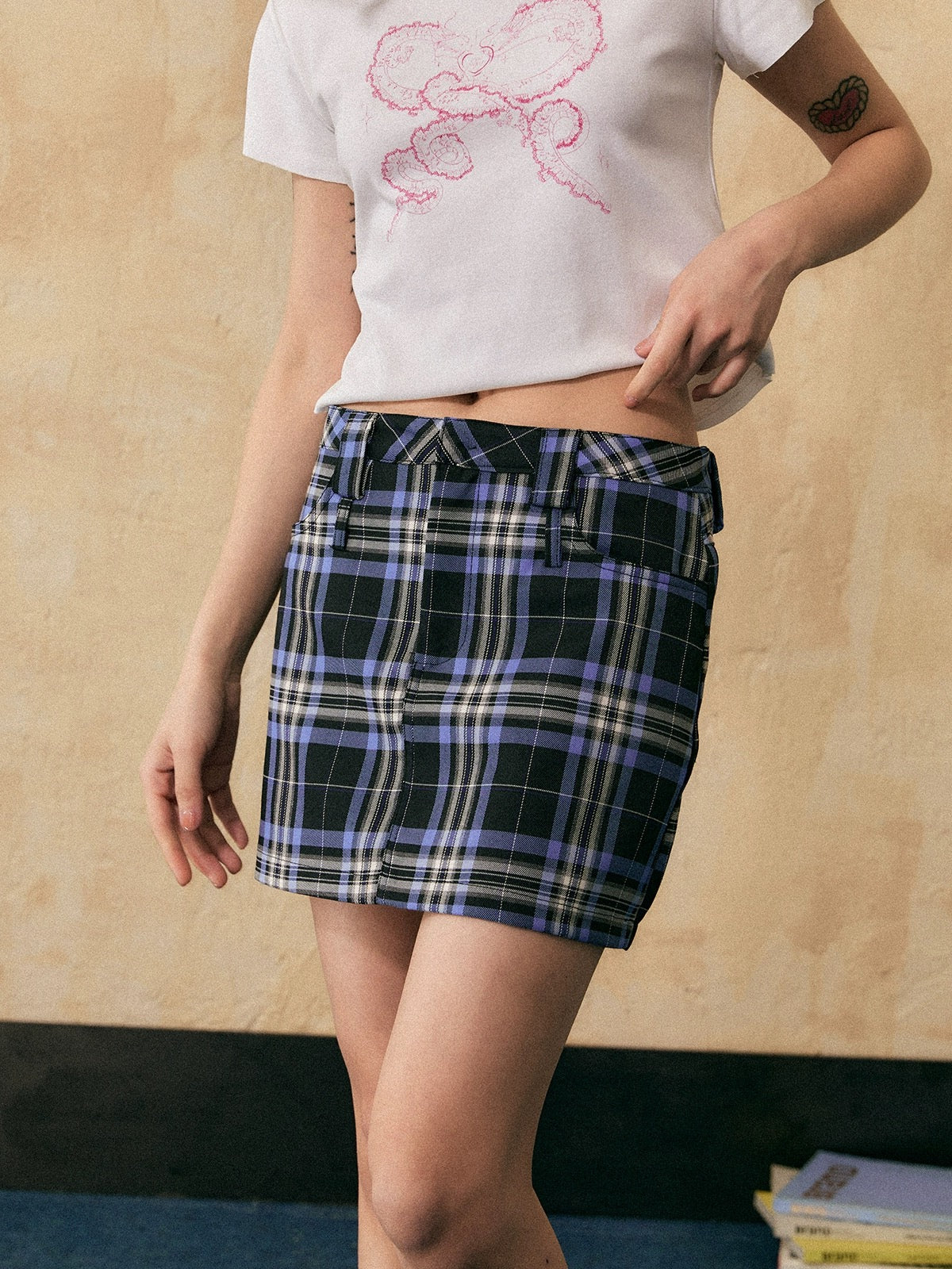 EZEK&STUDIO American Retro plaid skirt