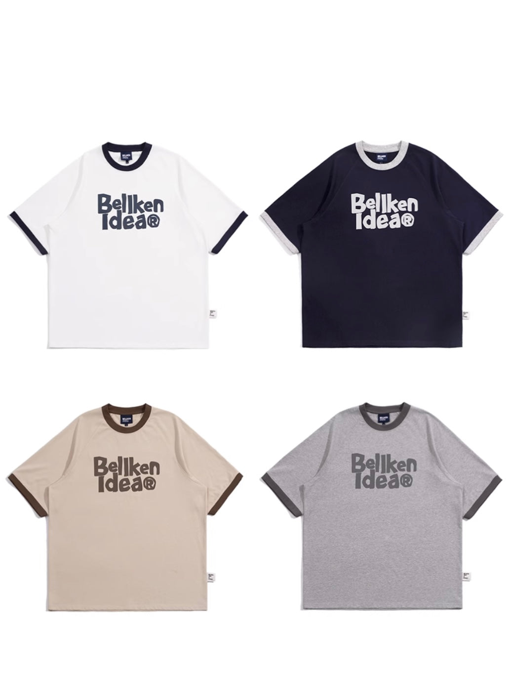BELLKENIDE Simple Color Blocking Ringer T-shirt