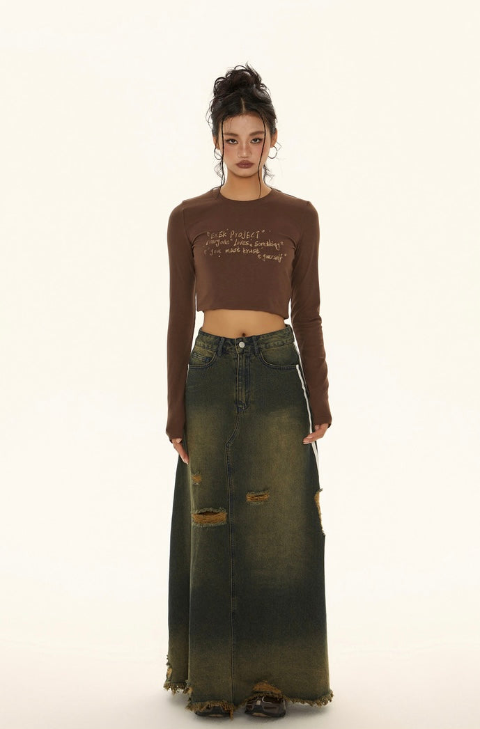 EZEK&STUDIO American Retro Denim long skirt