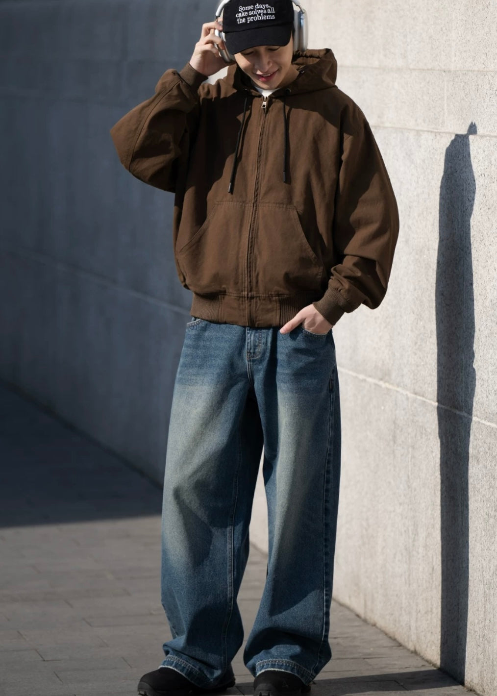 BELLKENIDE Cotton Wash Cargo Casual Loose Hooded Jacket