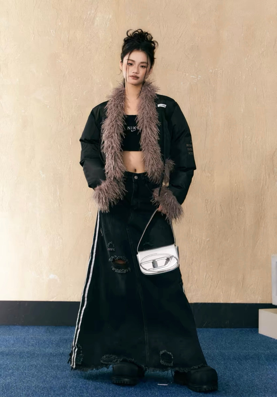 EZEK&STUDIO American Retro Denim long skirt