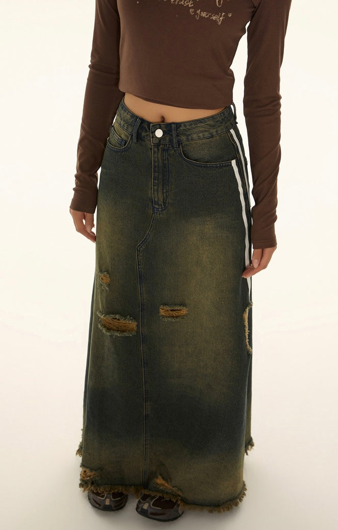 EZEK&STUDIO American Retro Denim long skirt