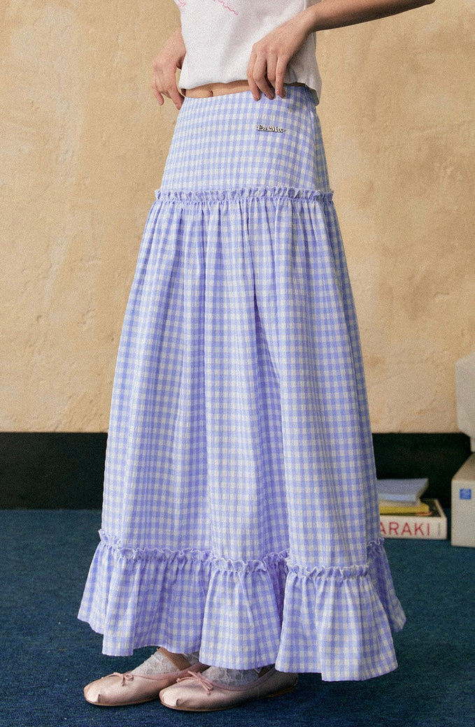 EZEK&STUDIO Plaid Blue long skirt