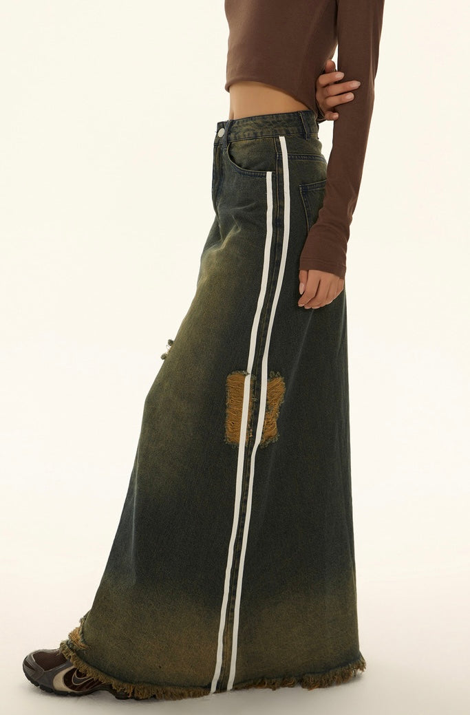 EZEK&STUDIO American Retro Denim long skirt