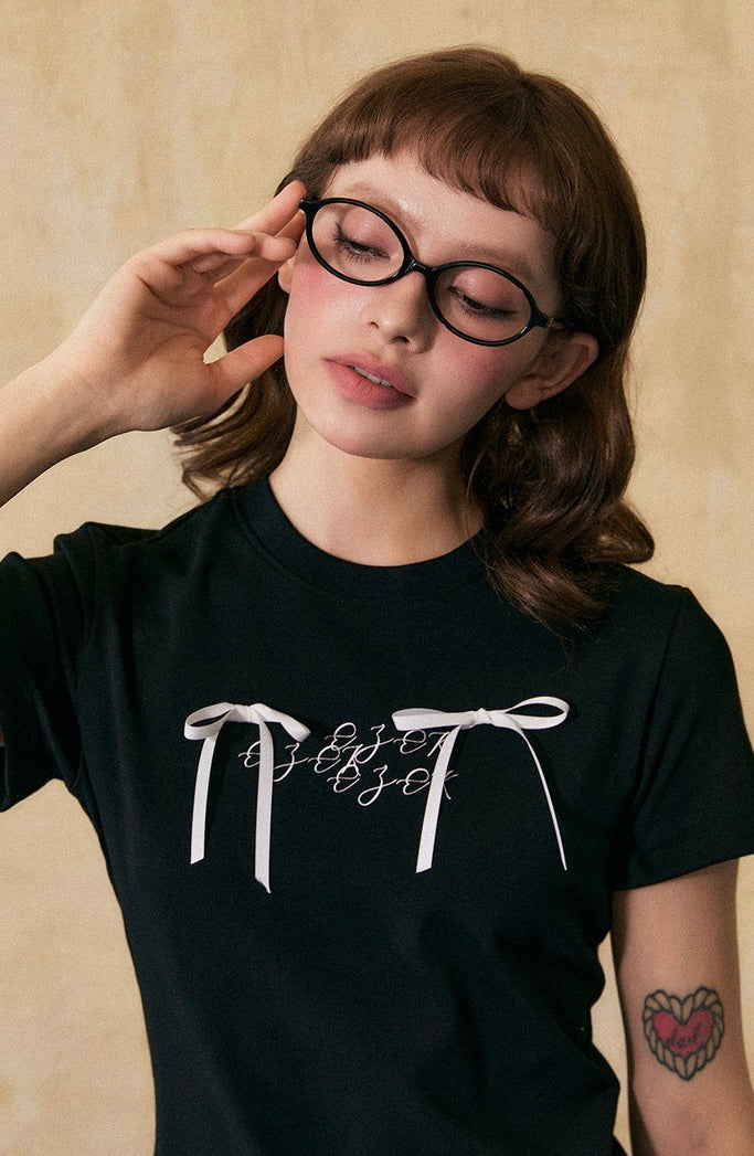 EZEK&STUDIO Ribbon short sleeve T-shirt