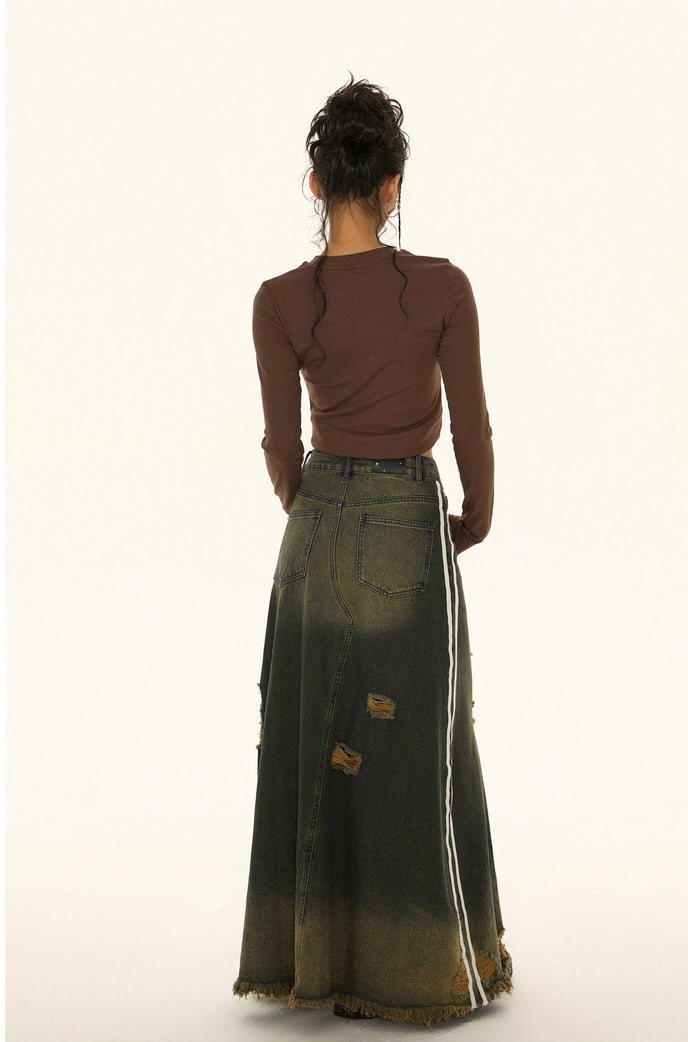 EZEK&STUDIO American Retro Denim long skirt