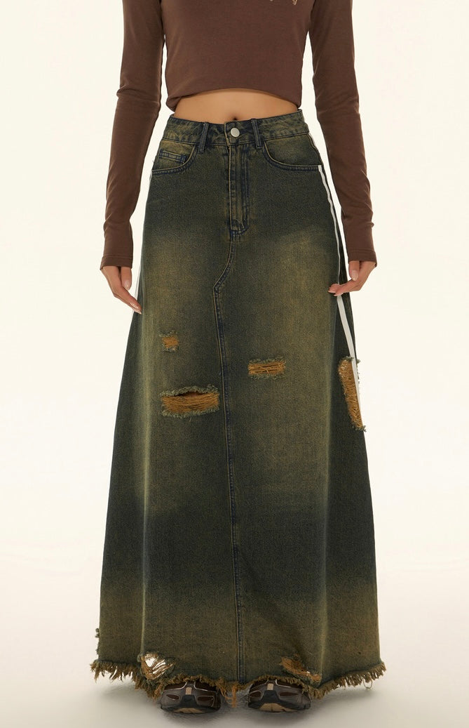 EZEK&STUDIO American Retro Denim long skirt