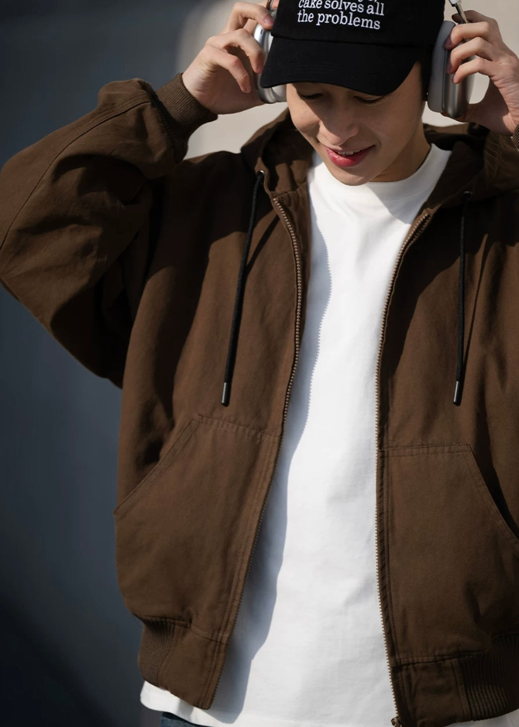 BELLKENIDE Cotton Wash Cargo Casual Loose Hooded Jacket