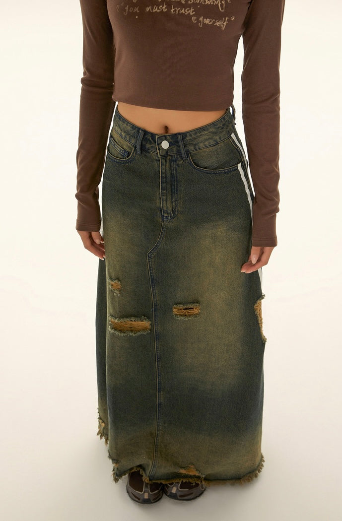 EZEK&STUDIO American Retro Denim long skirt
