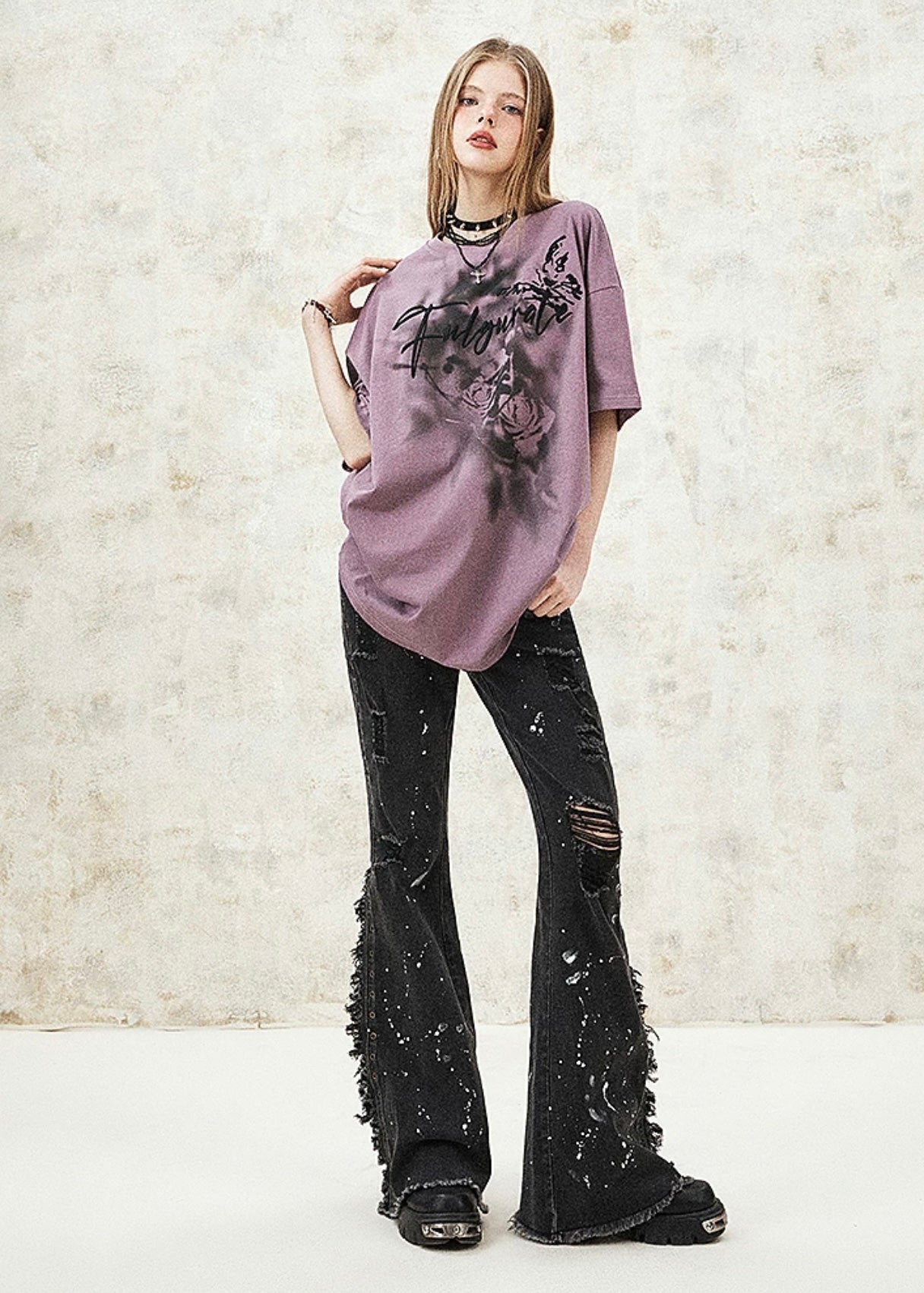 I'M ONE rock hottie splash in clip lip lip jeans