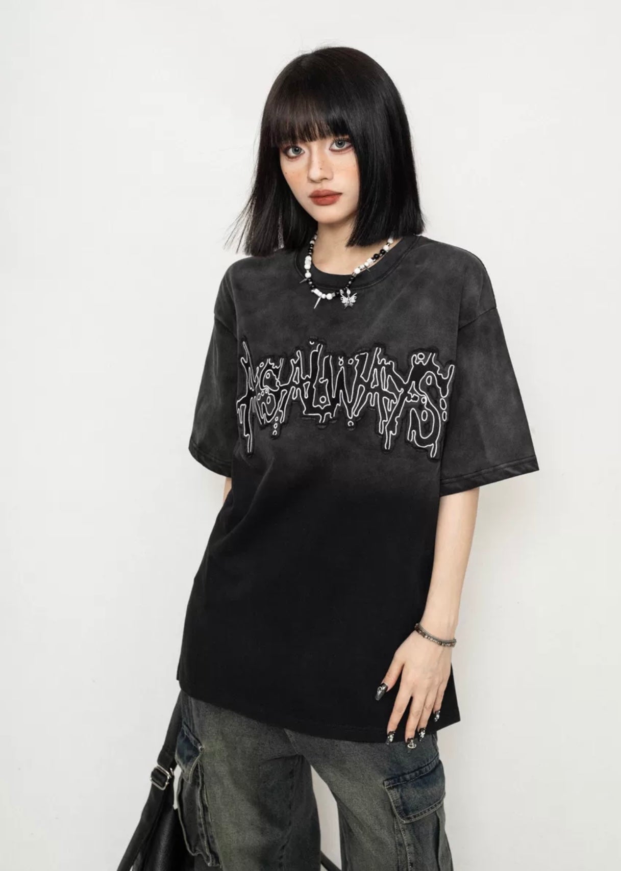 ZEROSTORE American Retro Loose Wash Print Short Sleeve T-Shirt
