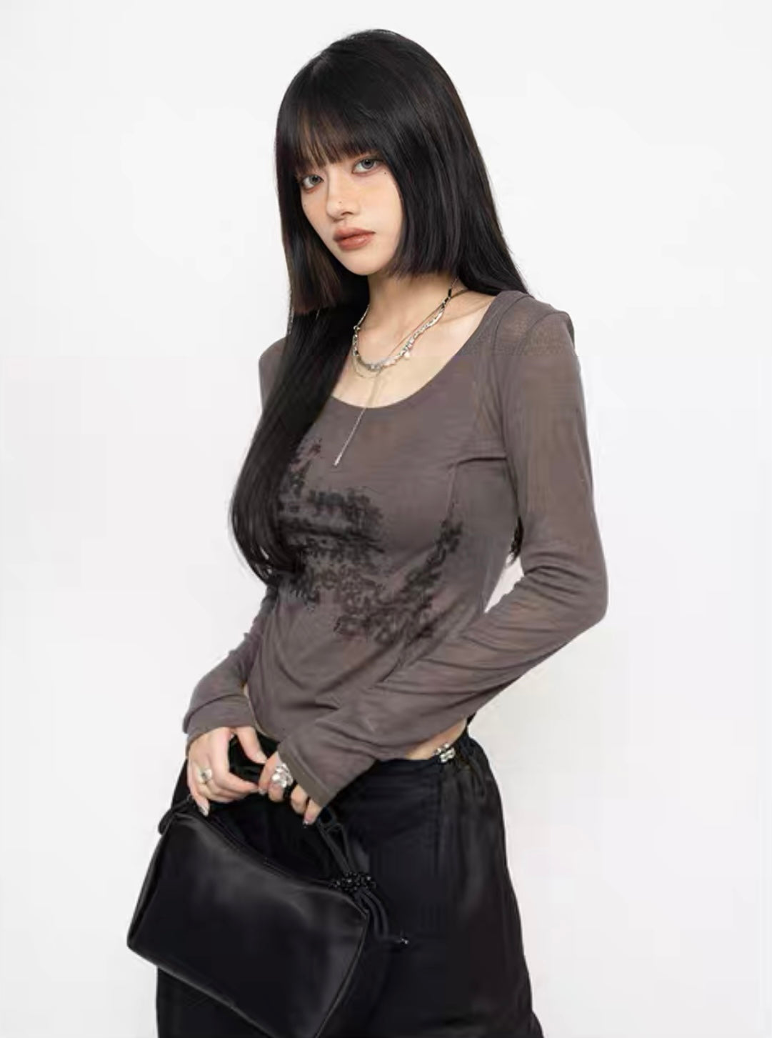 ZEROSTORE Sweet Cool Girl Style Slim Fit Long Sleeve T-Shirt