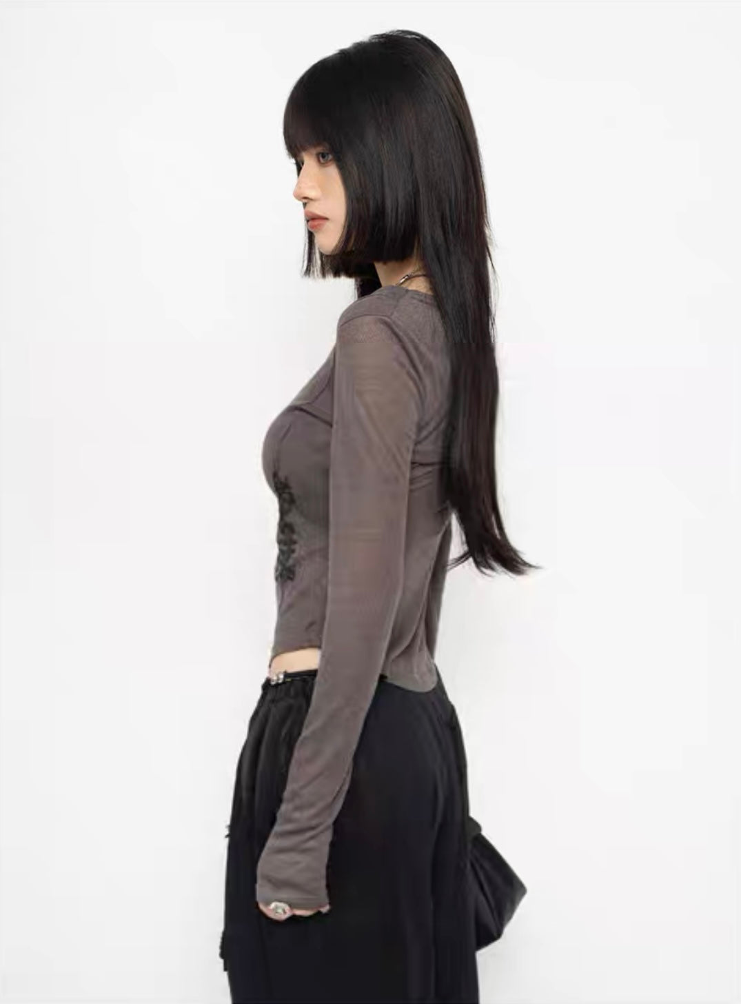 ZEROSTORE Sweet Cool Girl Style Slim Fit Long Sleeve T-Shirt