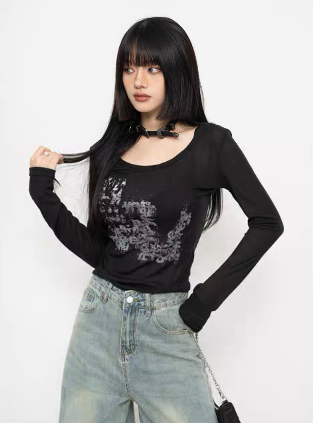 ZEROSTORE Sweet Cool Girl Style Slim Fit Long Sleeve T-Shirt