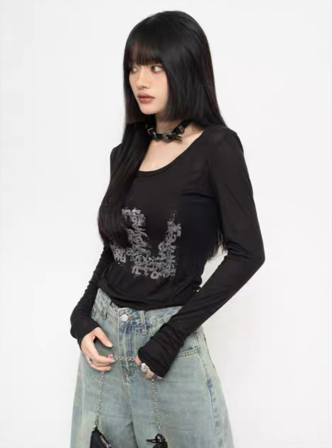 ZEROSTORE Sweet Cool Girl Style Slim Fit Long Sleeve T-Shirt
