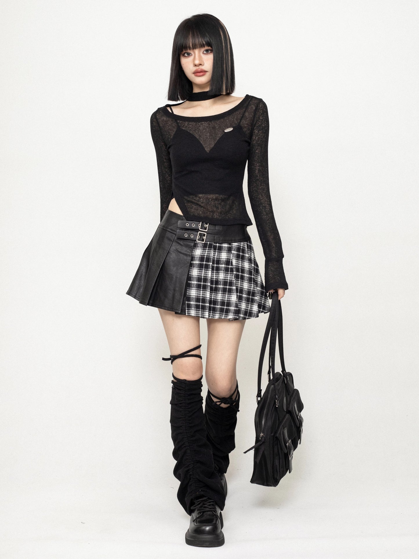 ZEROSTORE Tops Halter Neck Slim Waist Long Sleeve T-Shirt