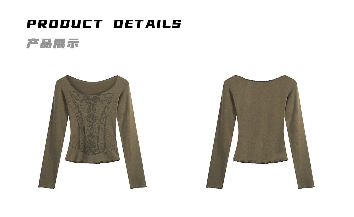 ZEROSTORE Hot Girl Short Top Inner Slim Long Sleeve T-Shirt