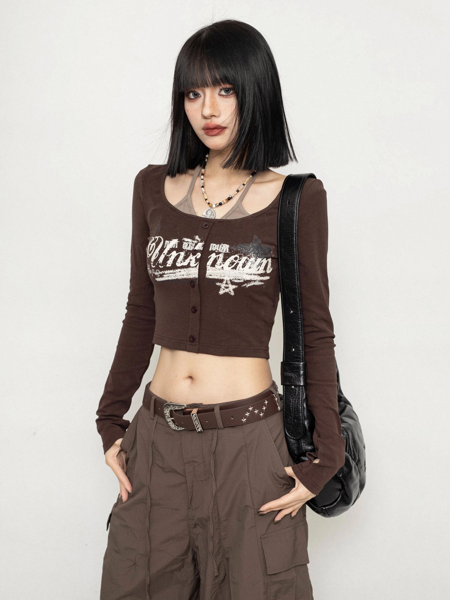 ZEROSTORE Long Sleeve Faux Two Piece Top American Retro T-Shirt