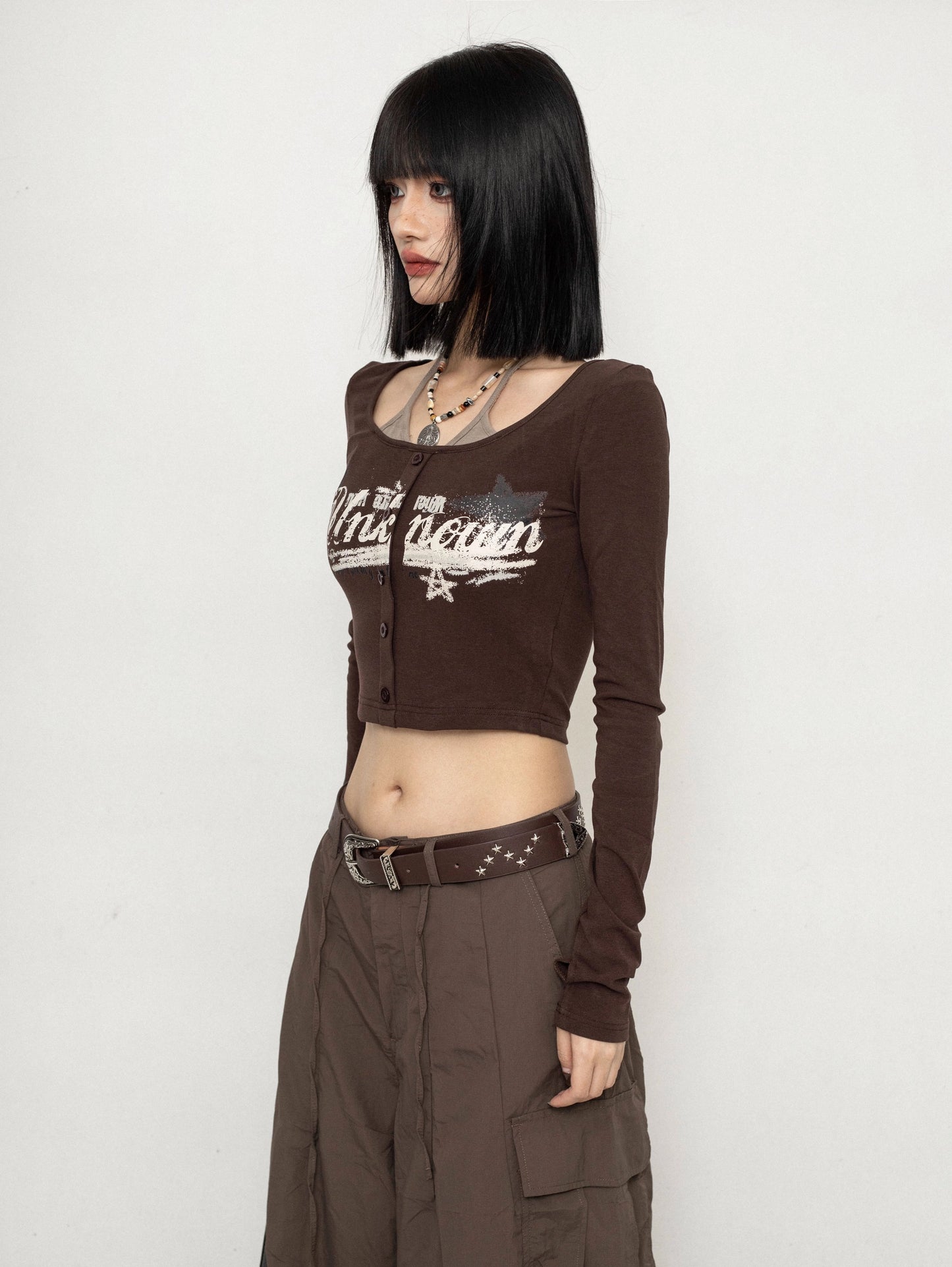 ZEROSTORE Long Sleeve Faux Two Piece Top American Retro T-Shirt