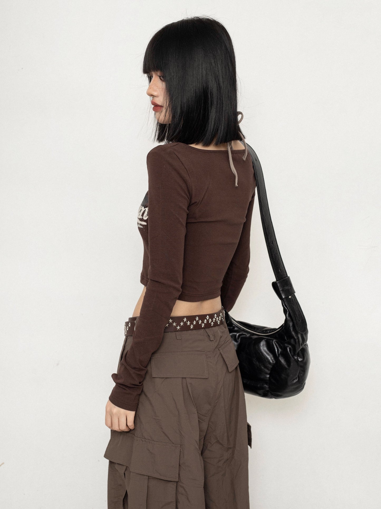 ZEROSTORE Long Sleeve Faux Two Piece Top American Retro T-Shirt