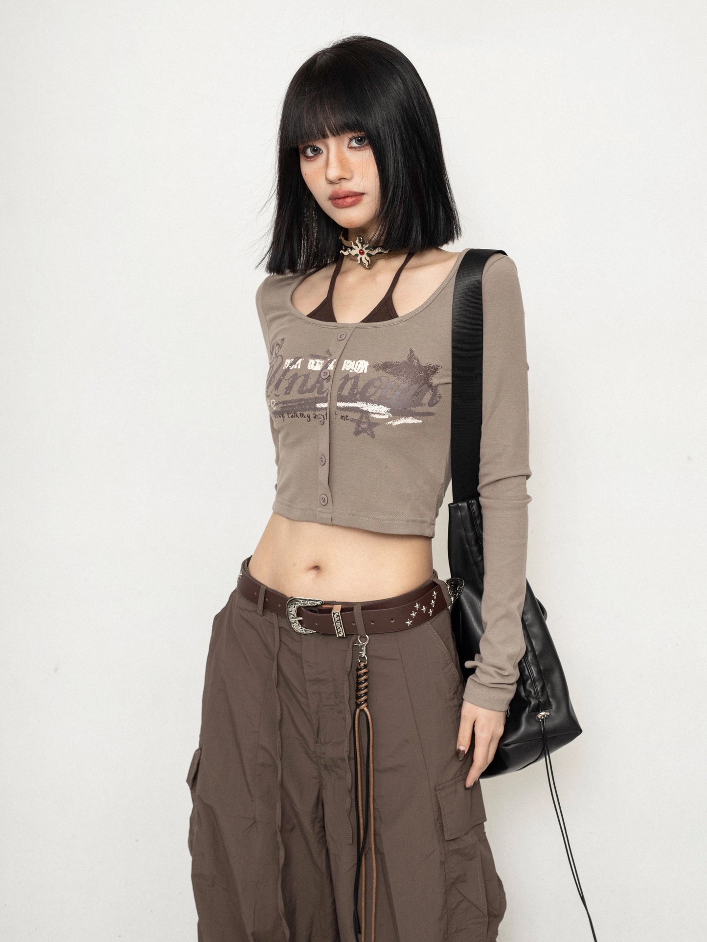 ZEROSTORE Long Sleeve Faux Two Piece Top American Retro T-Shirt
