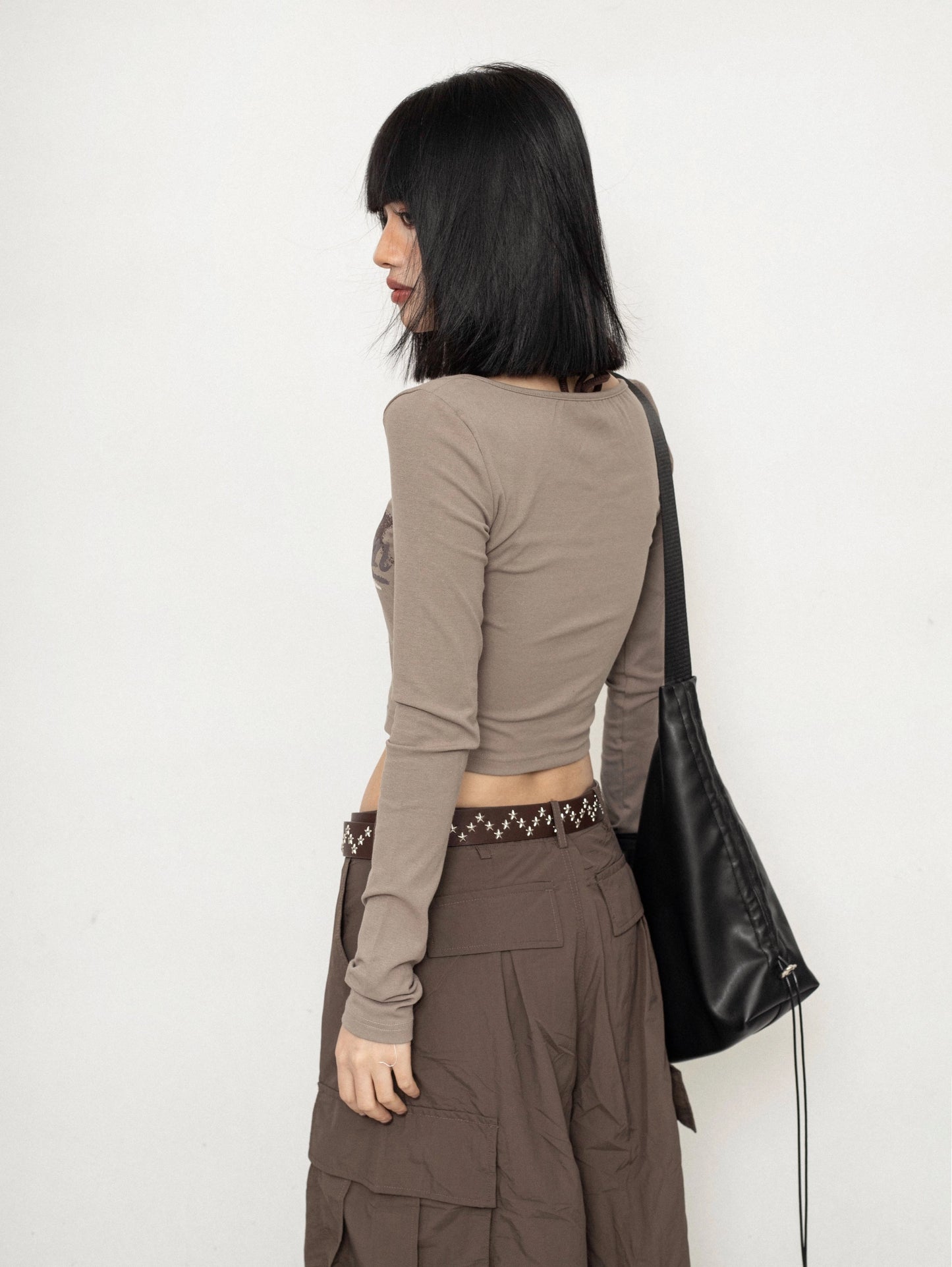 ZEROSTORE Long Sleeve Faux Two Piece Top American Retro T-Shirt