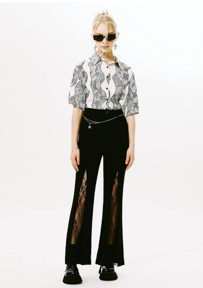 I'M ONE Street Style Lace Print Shirt