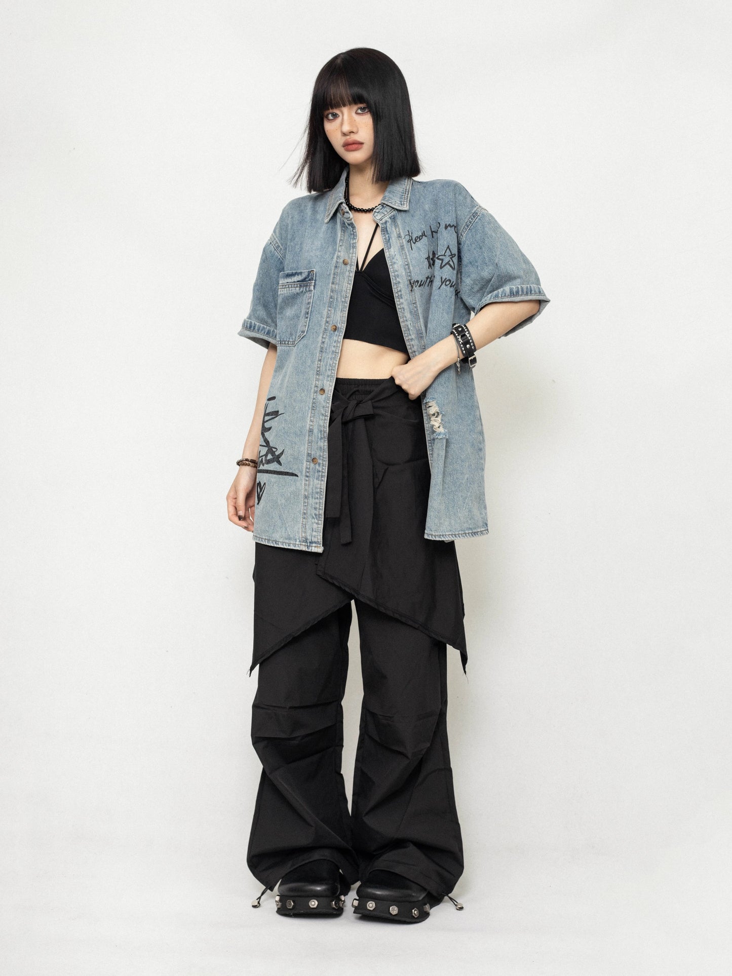 ZEROSTORE Casual Bat Curtain Wide Leg Pants