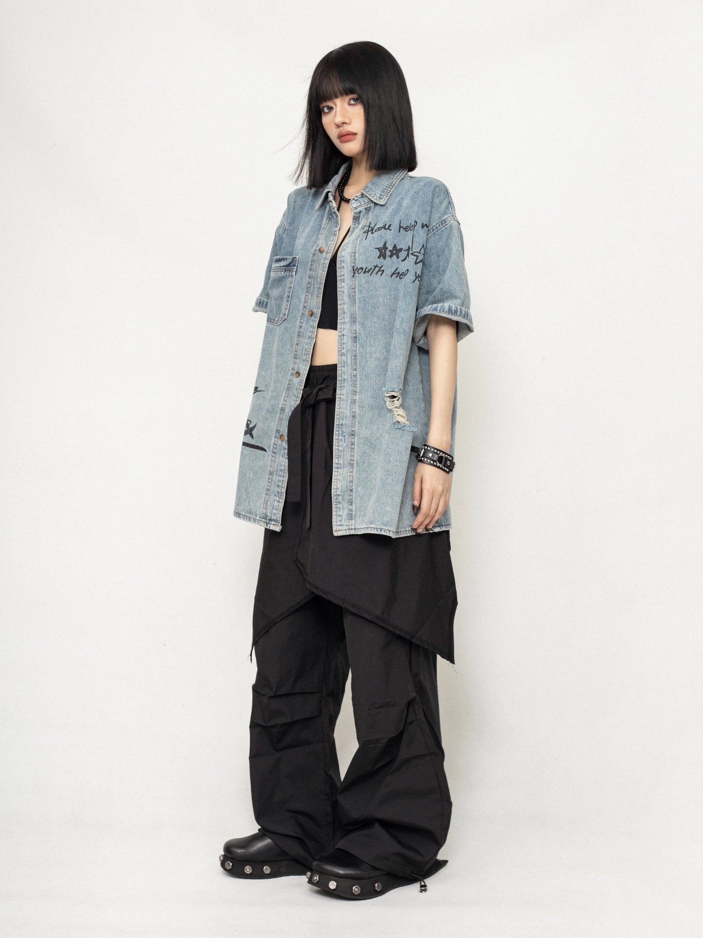 ZEROSTORE Casual Bat Curtain Wide Leg Pants