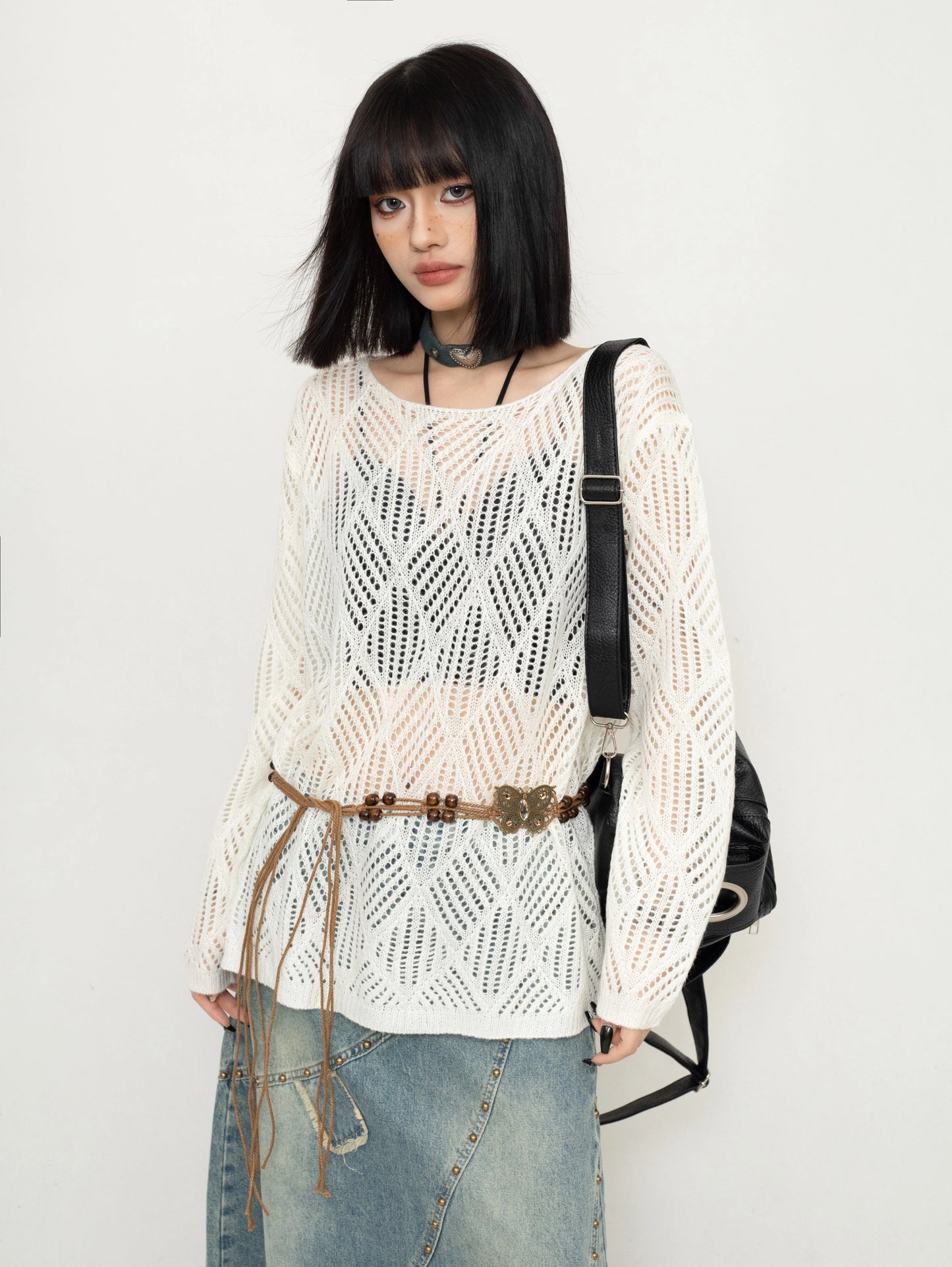 ZEROSTORE Blouse Mesh Top Hot Girl Pullover Sweater