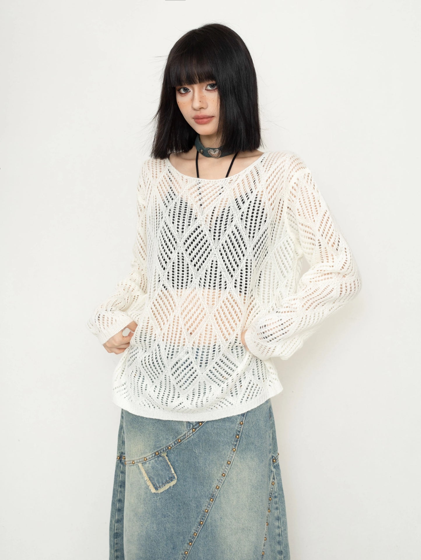 ZEROSTORE Blouse Mesh Top Hot Girl Pullover Sweater