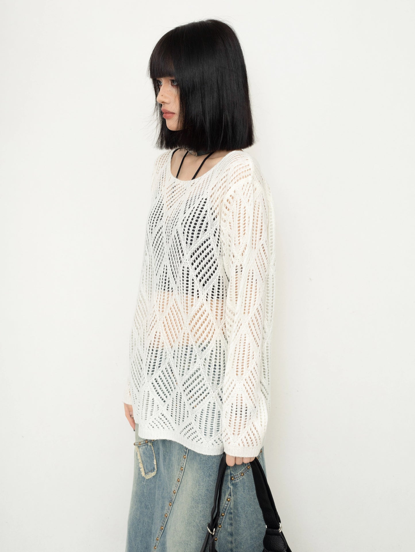 ZEROSTORE Blouse Mesh Top Hot Girl Pullover Sweater