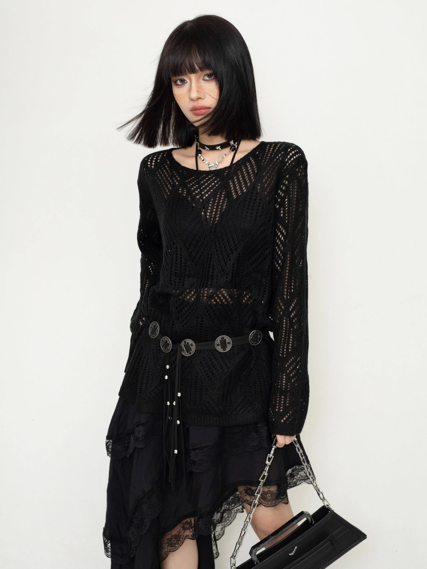 ZEROSTORE Blouse Mesh Top Hot Girl Pullover Sweater