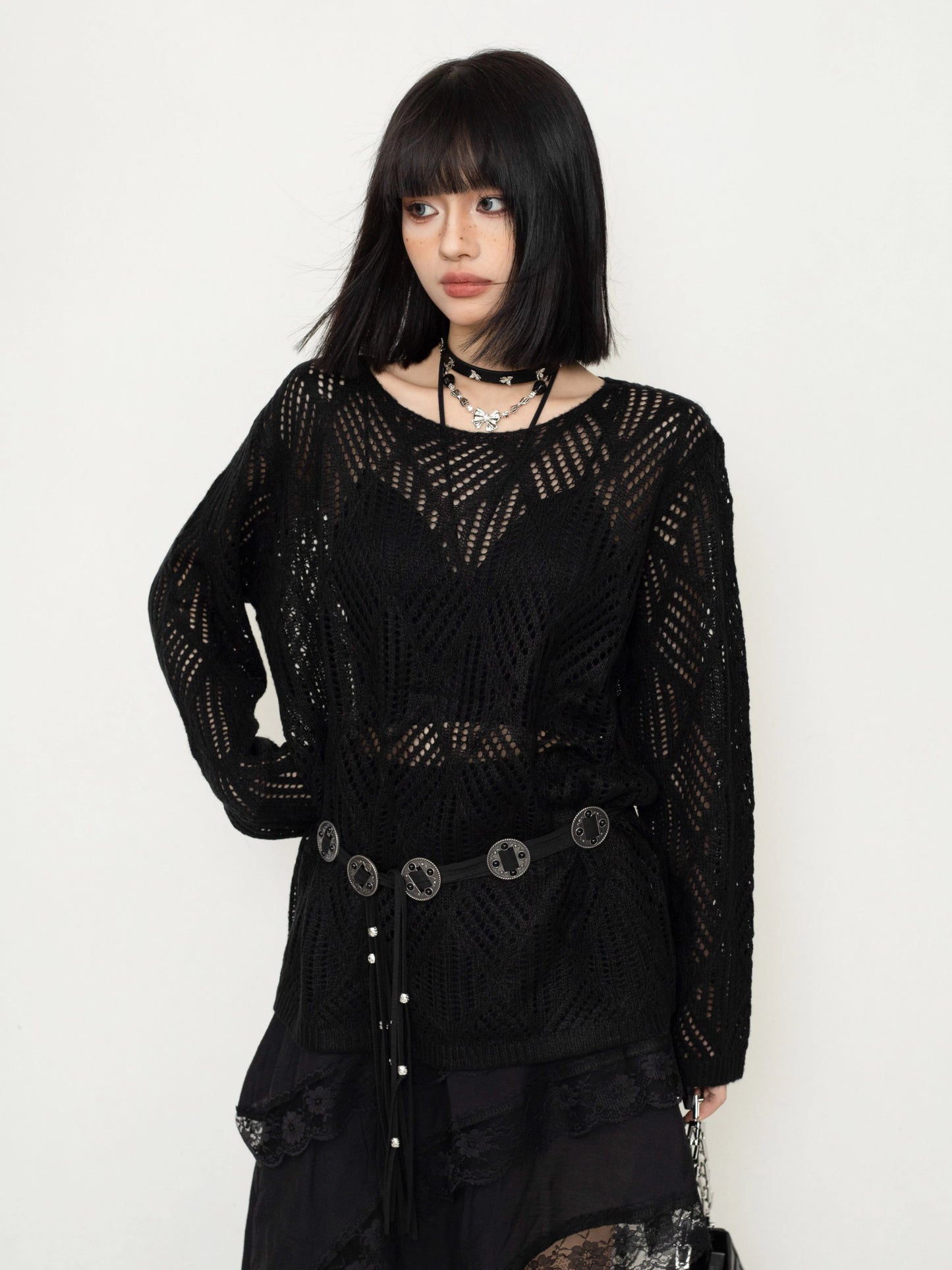 ZEROSTORE Blouse Mesh Top Hot Girl Pullover Sweater