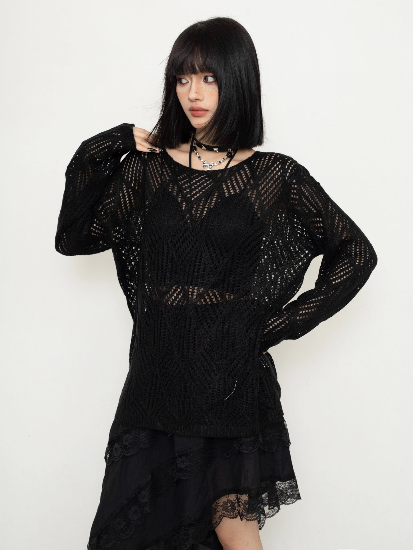 ZEROSTORE Blouse Mesh Top Hot Girl Pullover Sweater