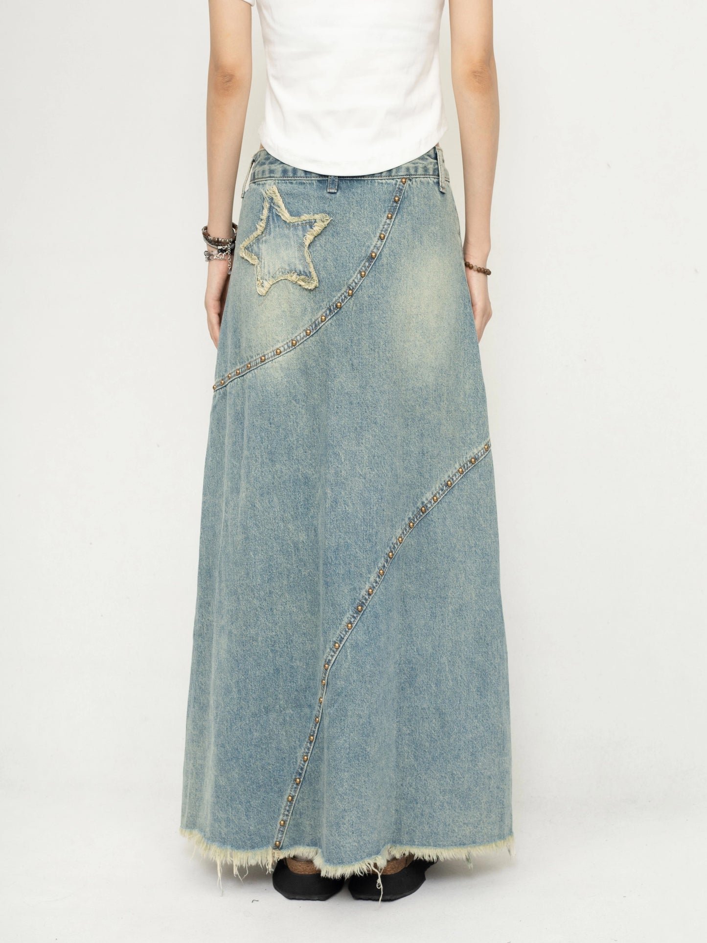 ZEROSTORE Retro design denim skirt mid length skirt