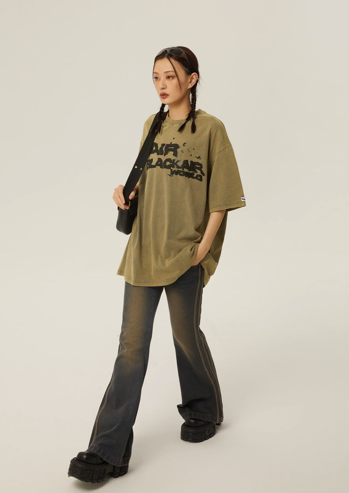 EZEK&STUDIO American Retro Wash Old Print T-shirt