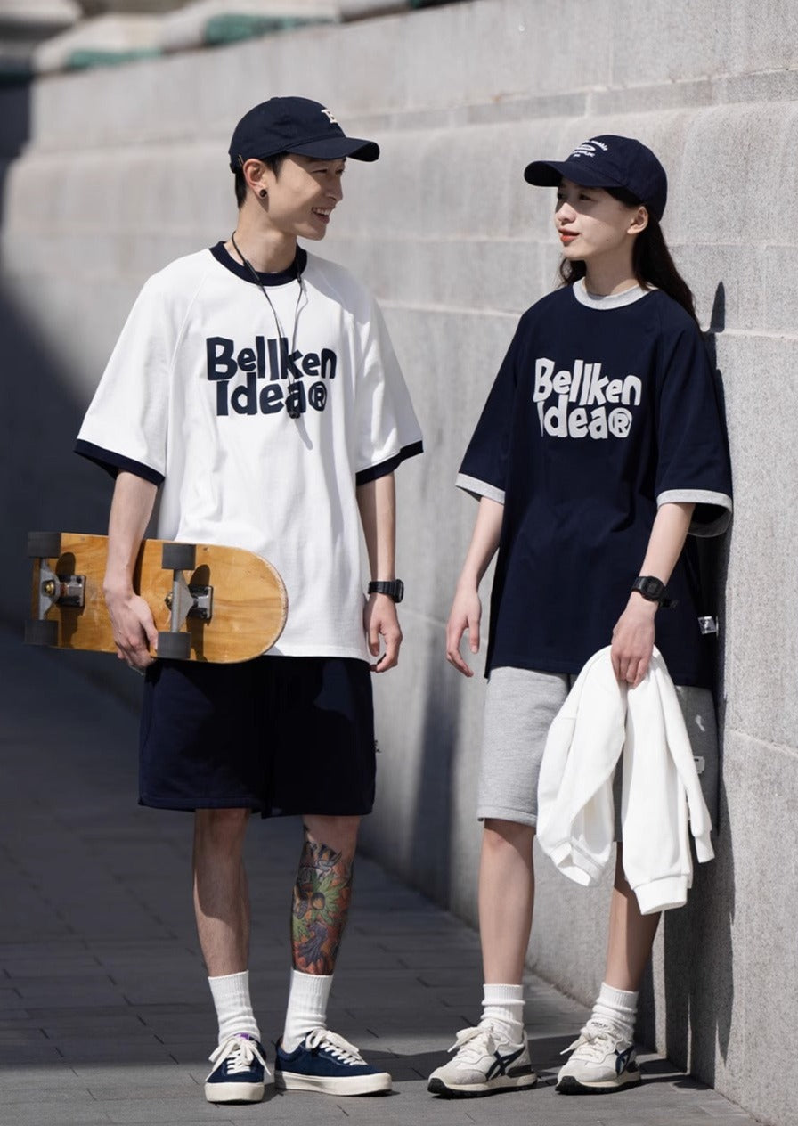 BELLKENIDE Simple Color Blocking Ringer T-shirt