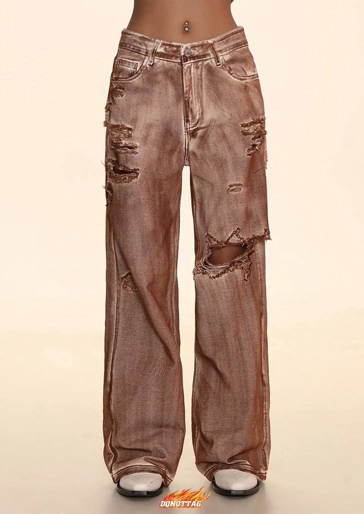 DONOTTAG retro design dirty ripped jeans