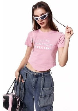 EZEK&STUDIO Letter Print Paragraph T-shirt