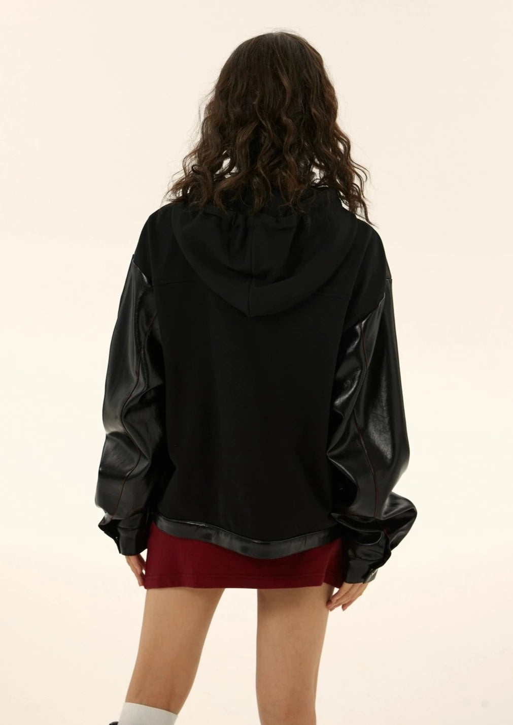 EZEK&STUDIO Hooded Leather Jacket
