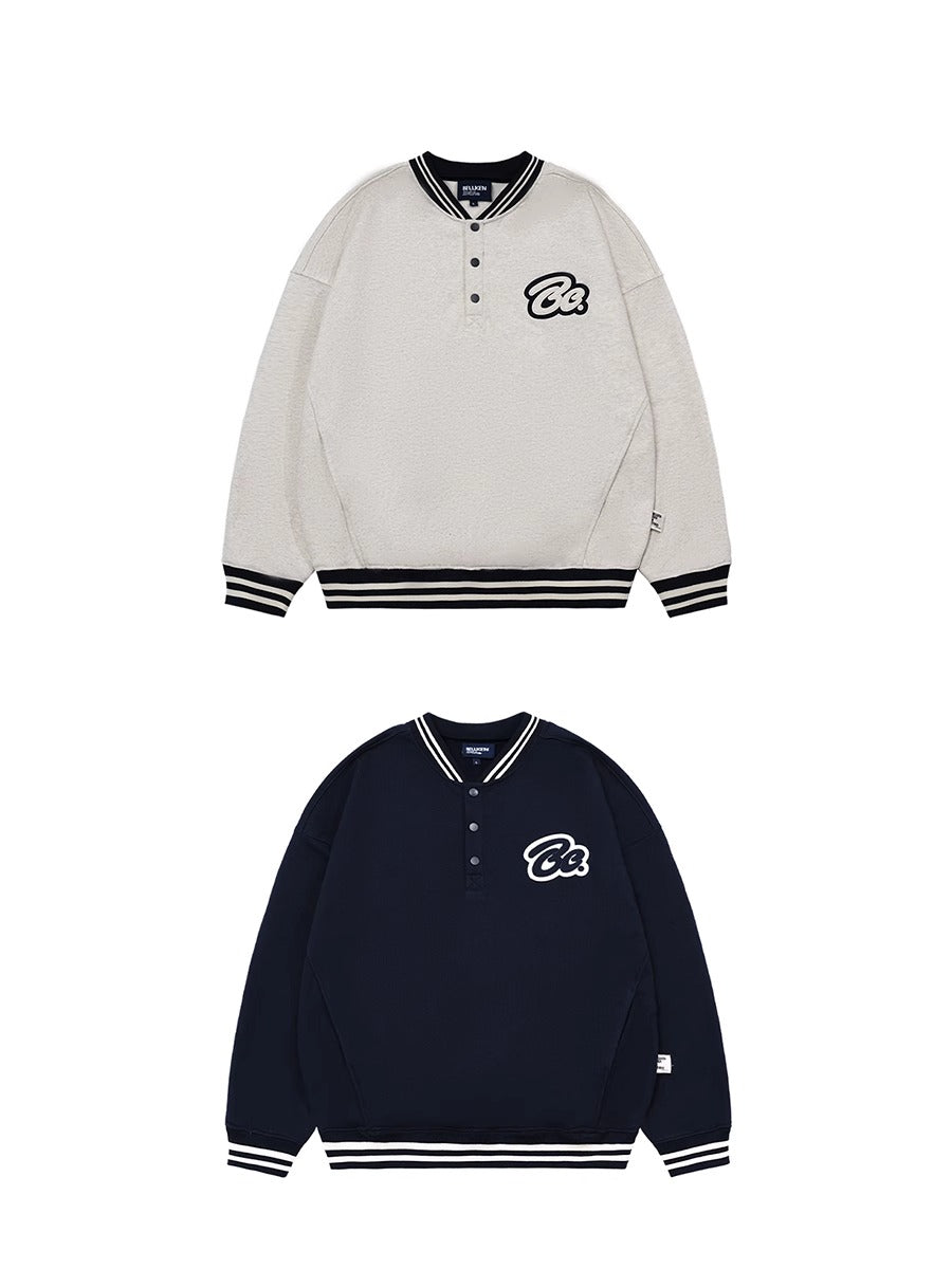 BELLKENIDE Retro Loose Baseball Collar Sweatshirt