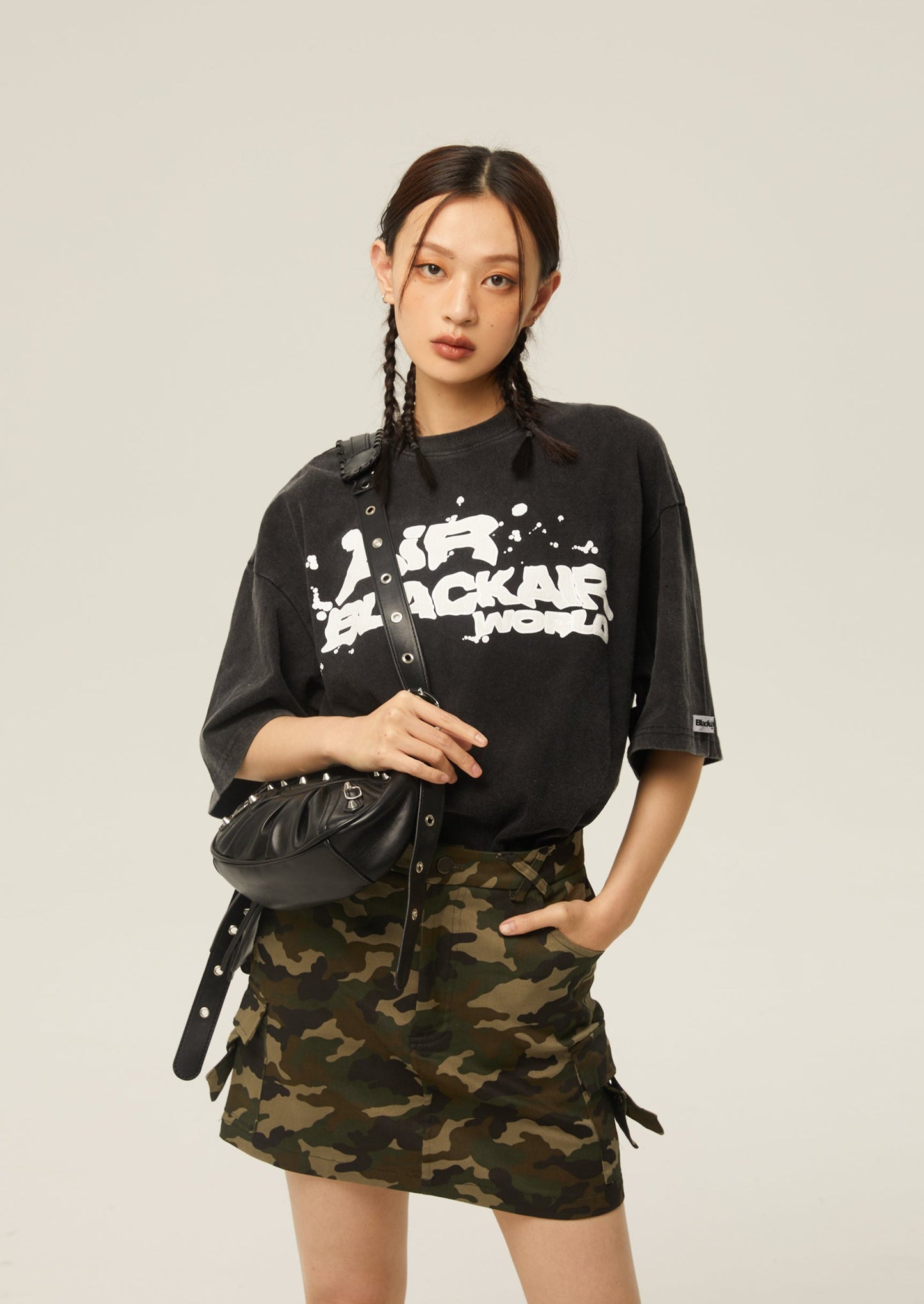 EZEK&STUDIO American Retro Wash Old Print T-shirt