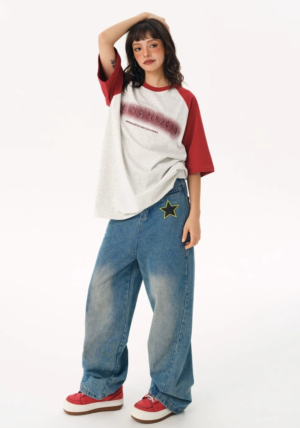 EZEK&STUDIO Blurred Style Raglan T-shirt