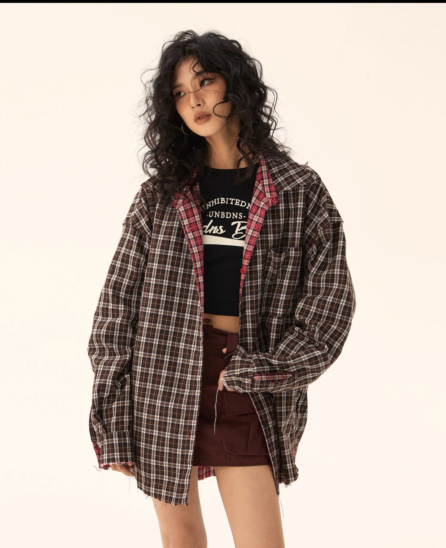 EZEK&STUDIO Two-Sided Wear Plaid Shirt