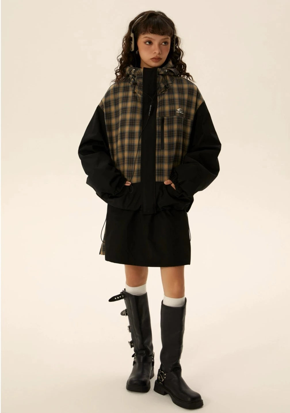 EZEK&STUDIO Checked Hooded Jacket