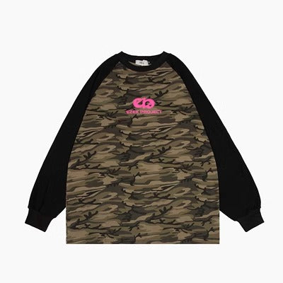 EZEK&STUDIO Splicing Camouflage Long-Sleeved T-shirt