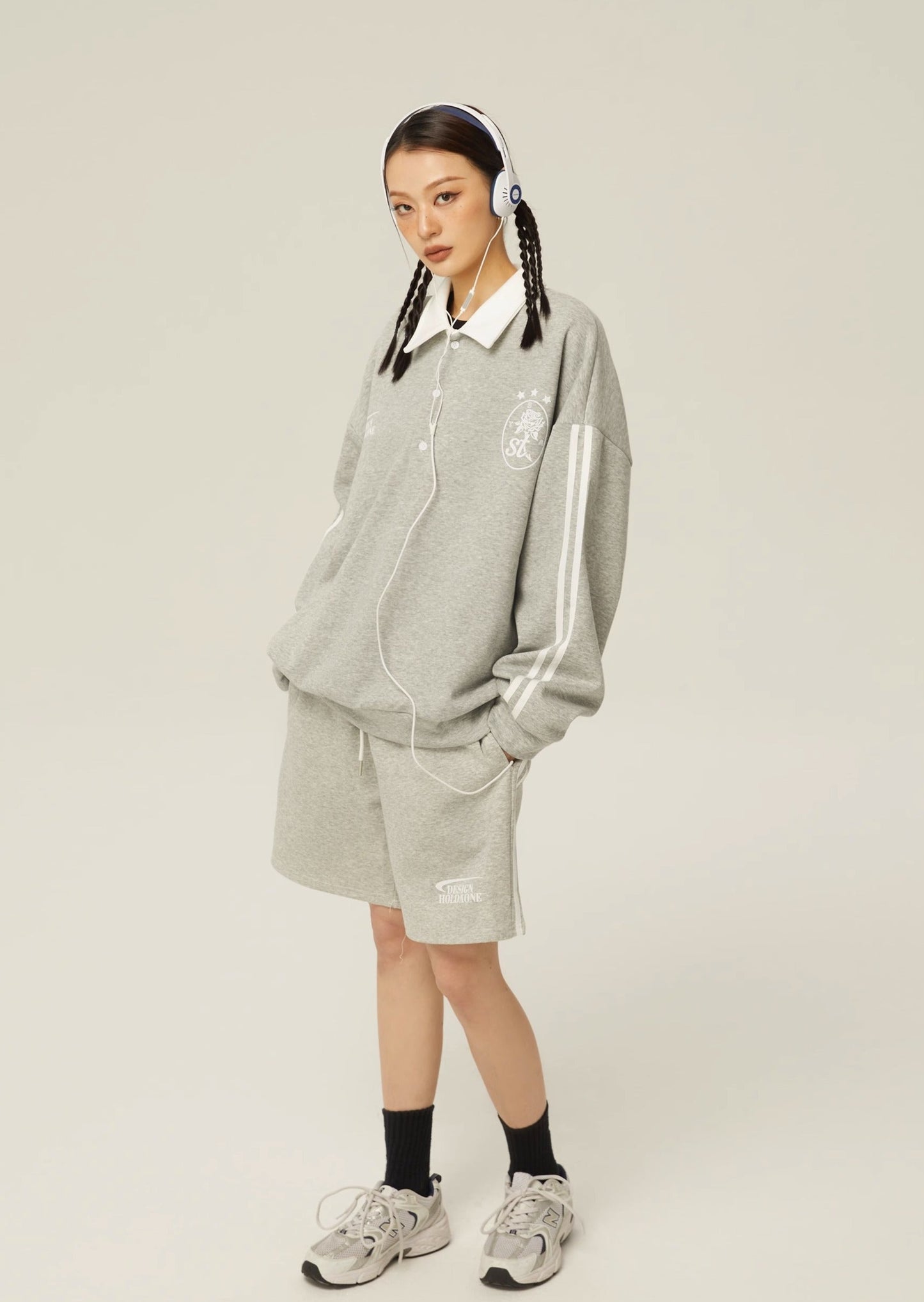 EZEK&STUDIO Half-button Collar SweatHalfPants